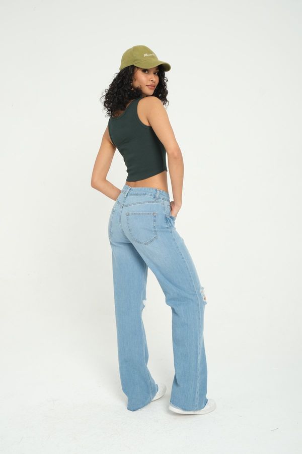 Square Neck Ribbed Buttoned Tank Top 4