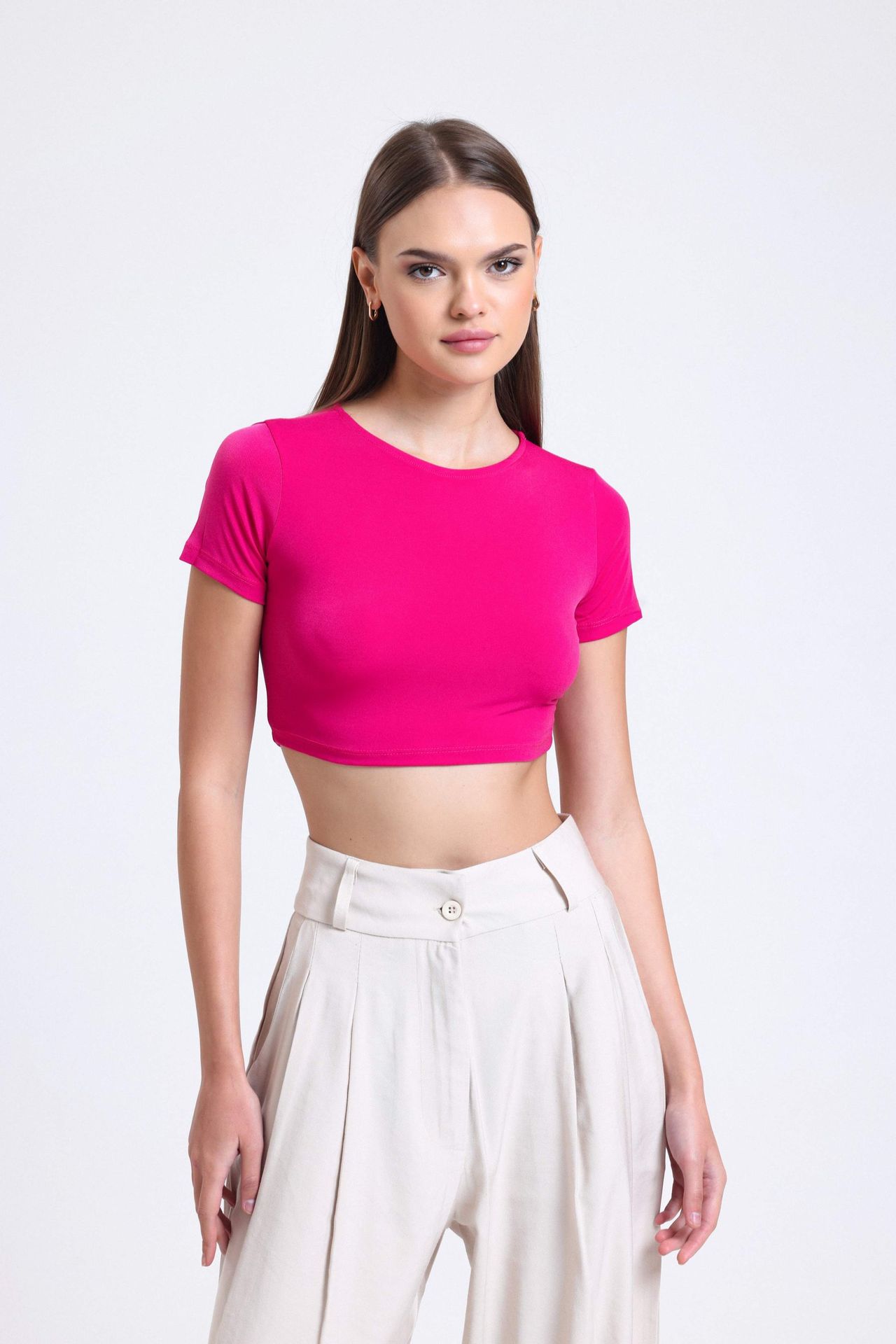 Crew Neck Basic Crop Top
