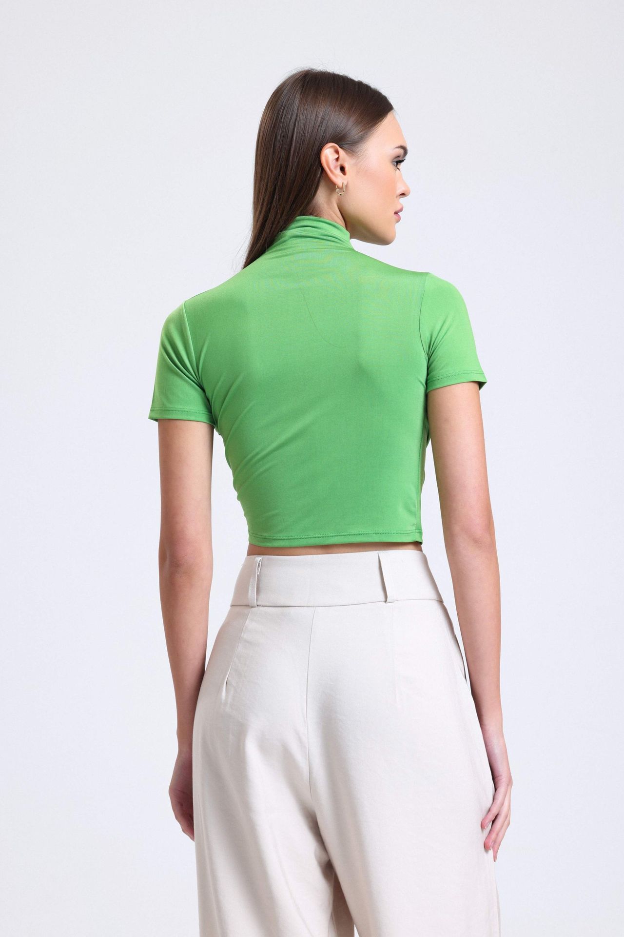 High Neck Ruched Blouse