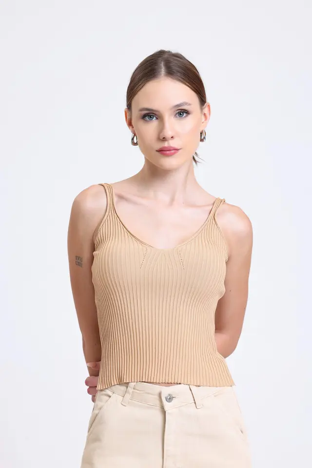 Scoop Neck Knitted Ribbed Tank Top