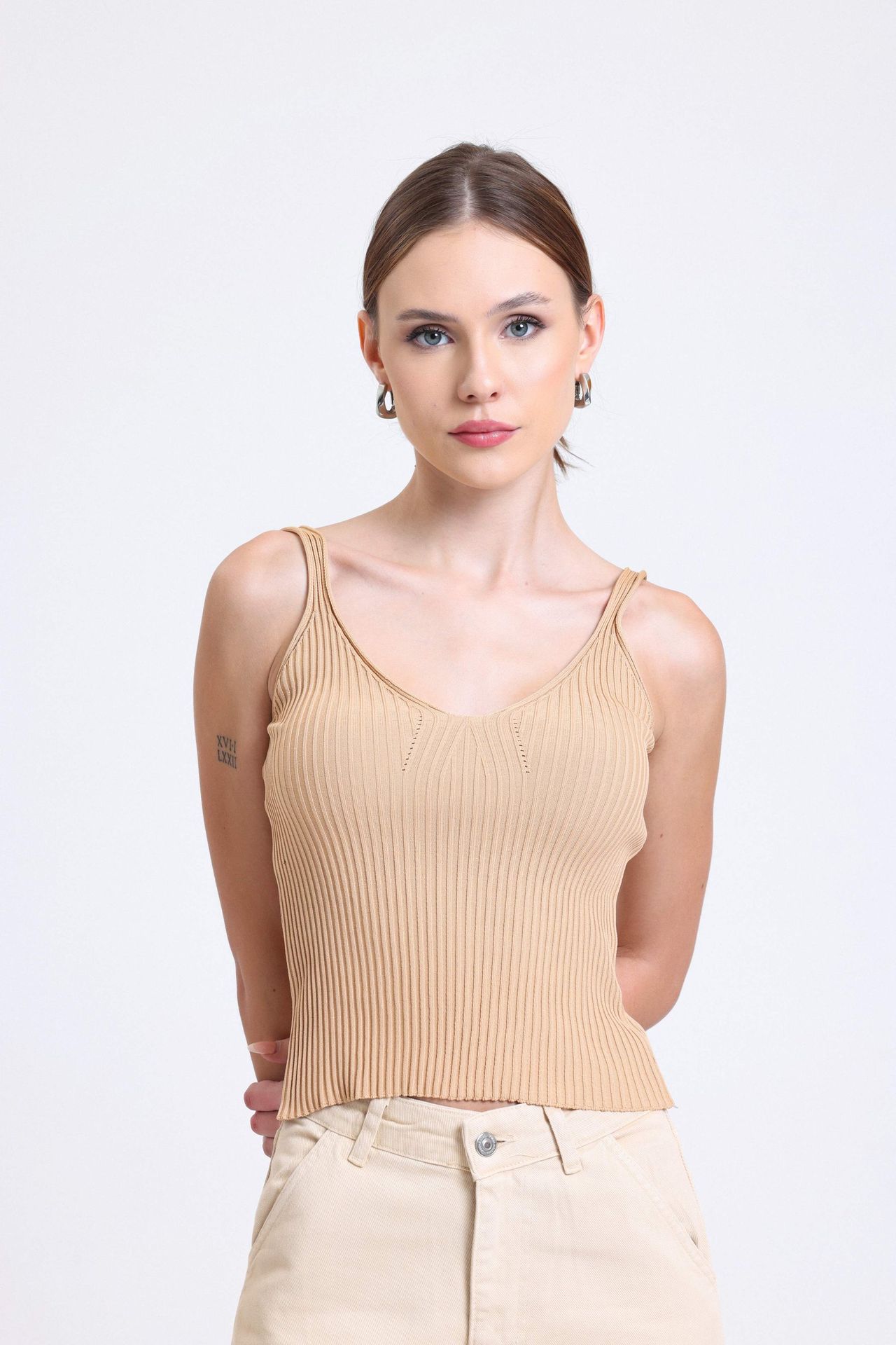 Scoop Neck Knitted Ribbed Tank Top