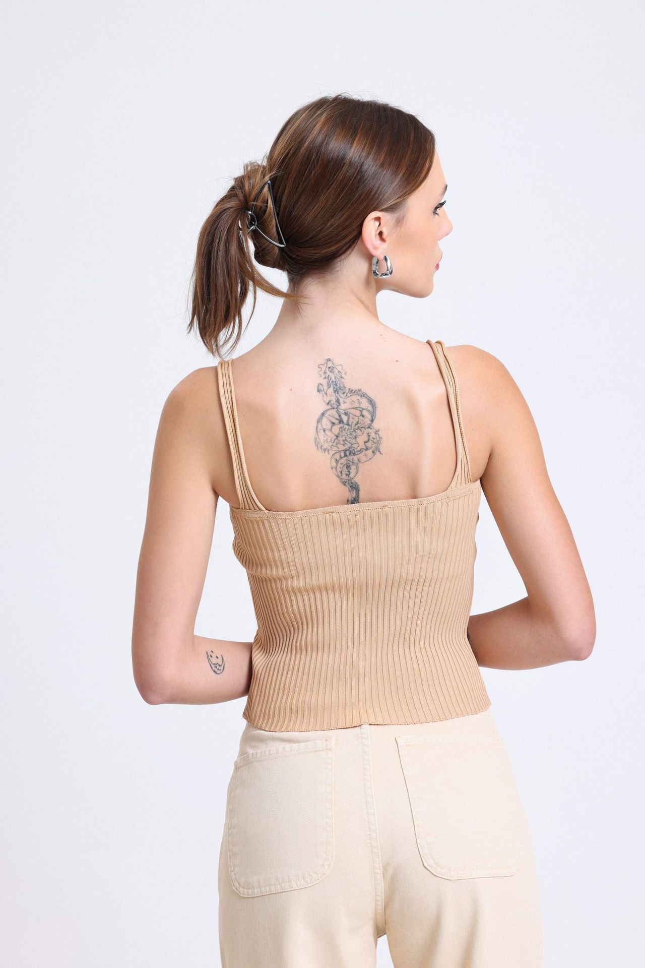 Scoop Neck Knitted Ribbed Tank Top