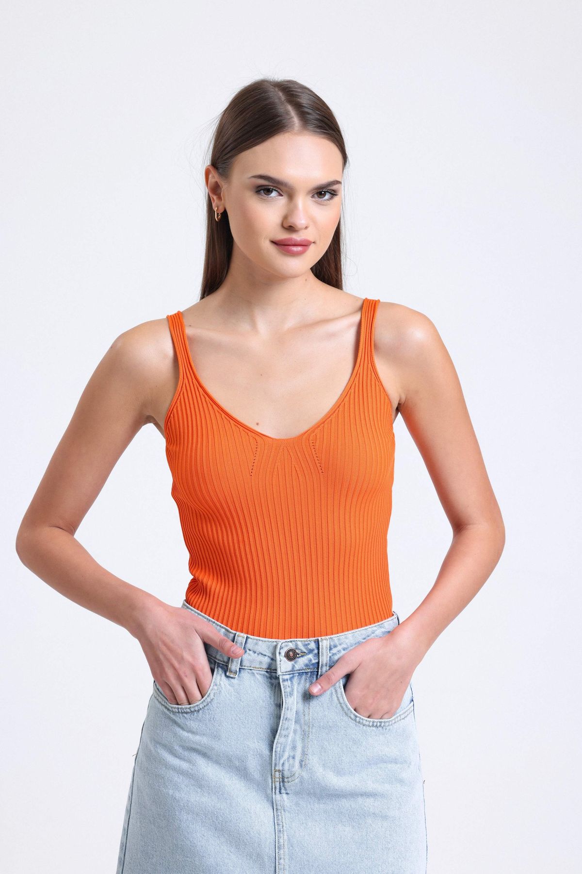 Scoop Neck Knitted Ribbed Tank Top