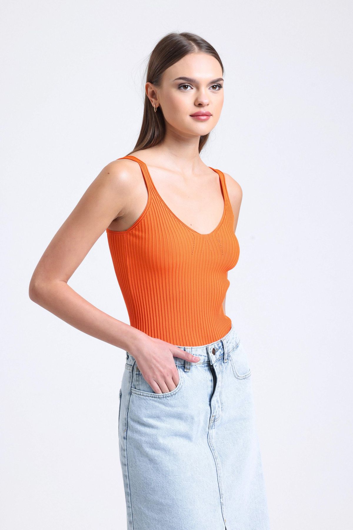Scoop Neck Knitted Ribbed Tank Top