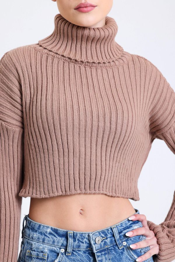Turtleneck Ribbed Cropped Sweater 4