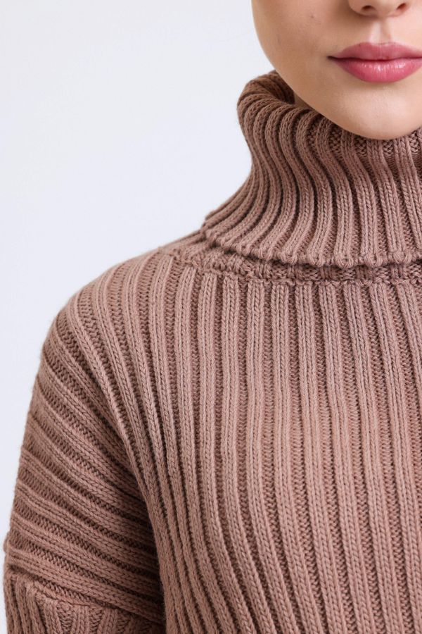 Turtleneck Ribbed Cropped Sweater 5