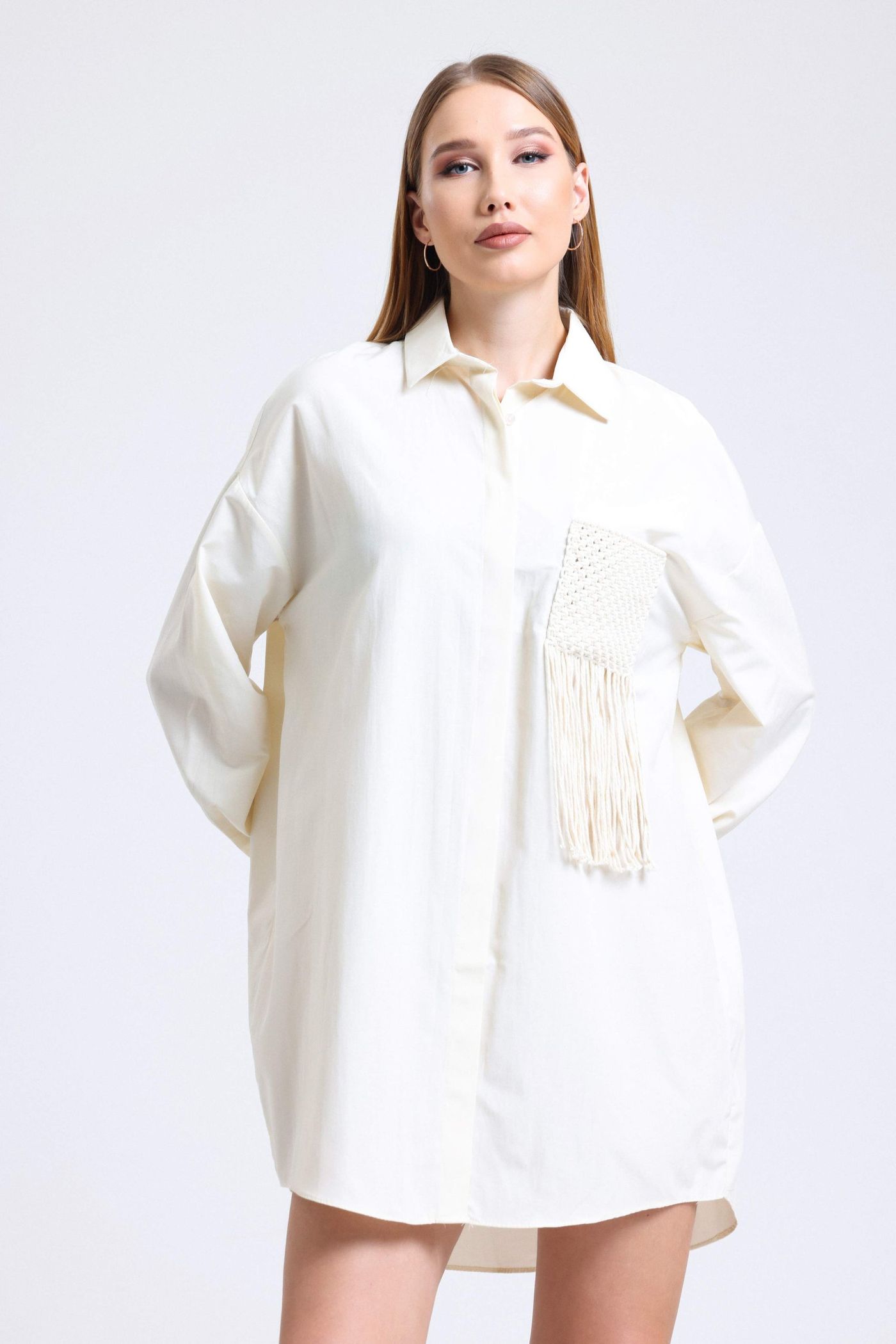 Tassel Pocket Oversized Shirt