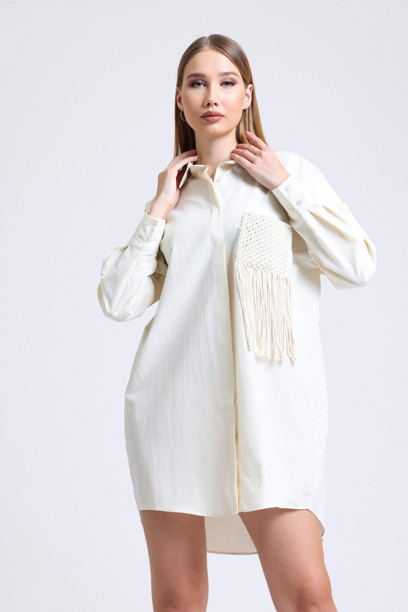 Tassel Pocket Oversized Shirt