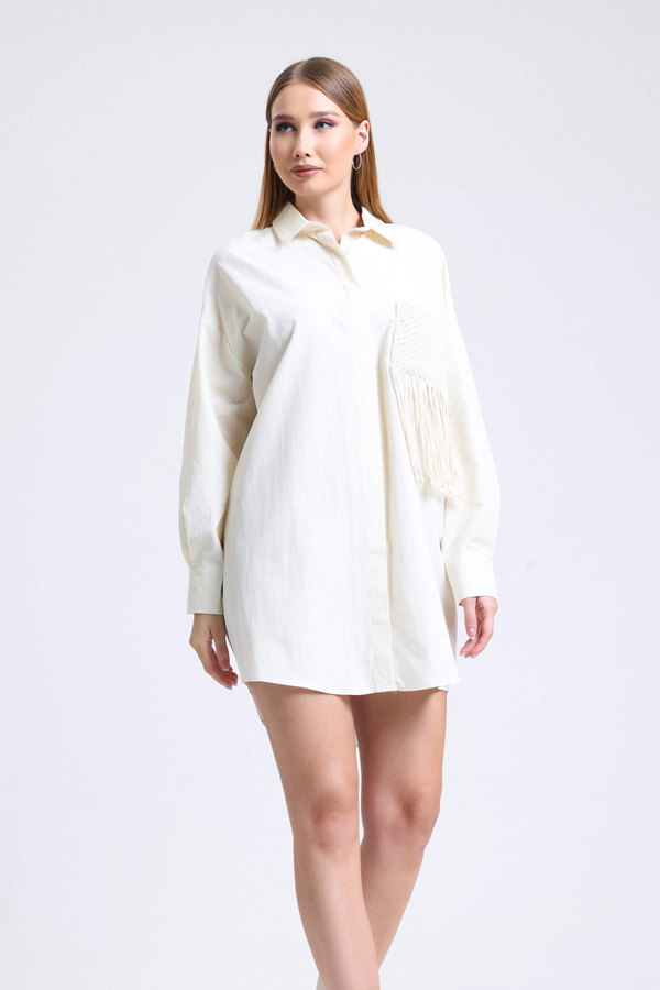 Tassel Pocket Oversized Shirt 4