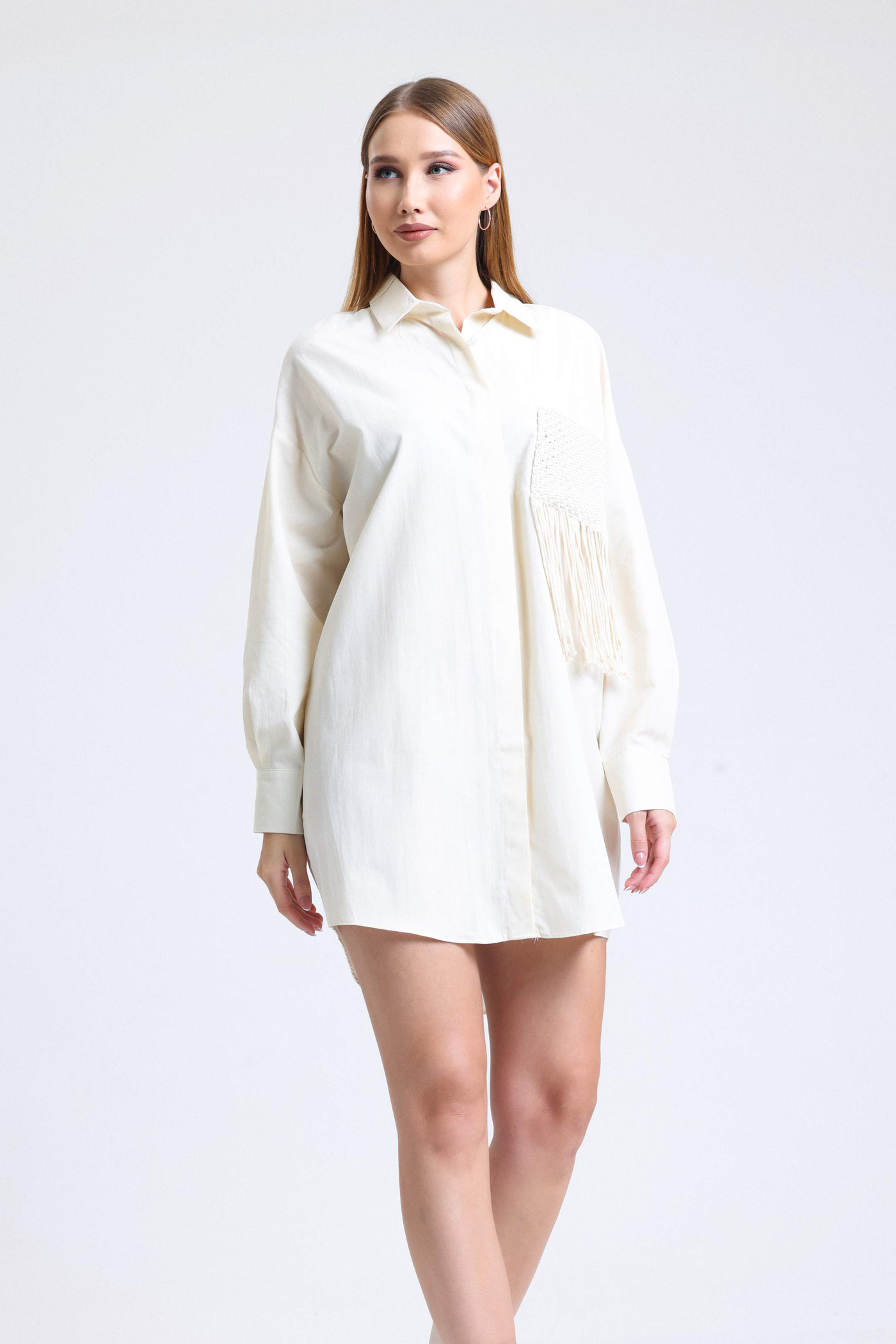 Tassel Pocket Oversized Shirt