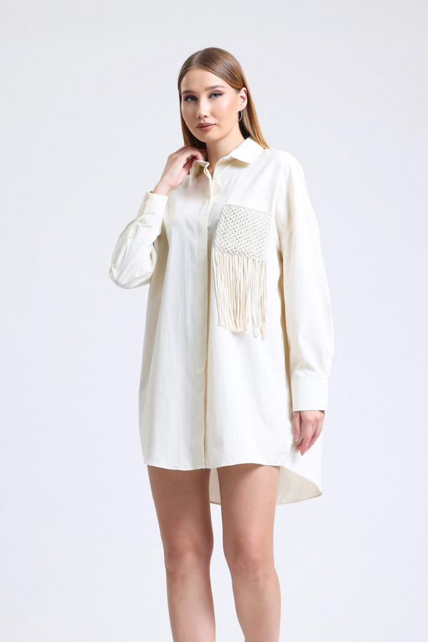Tassel Pocket Oversized Shirt 5
