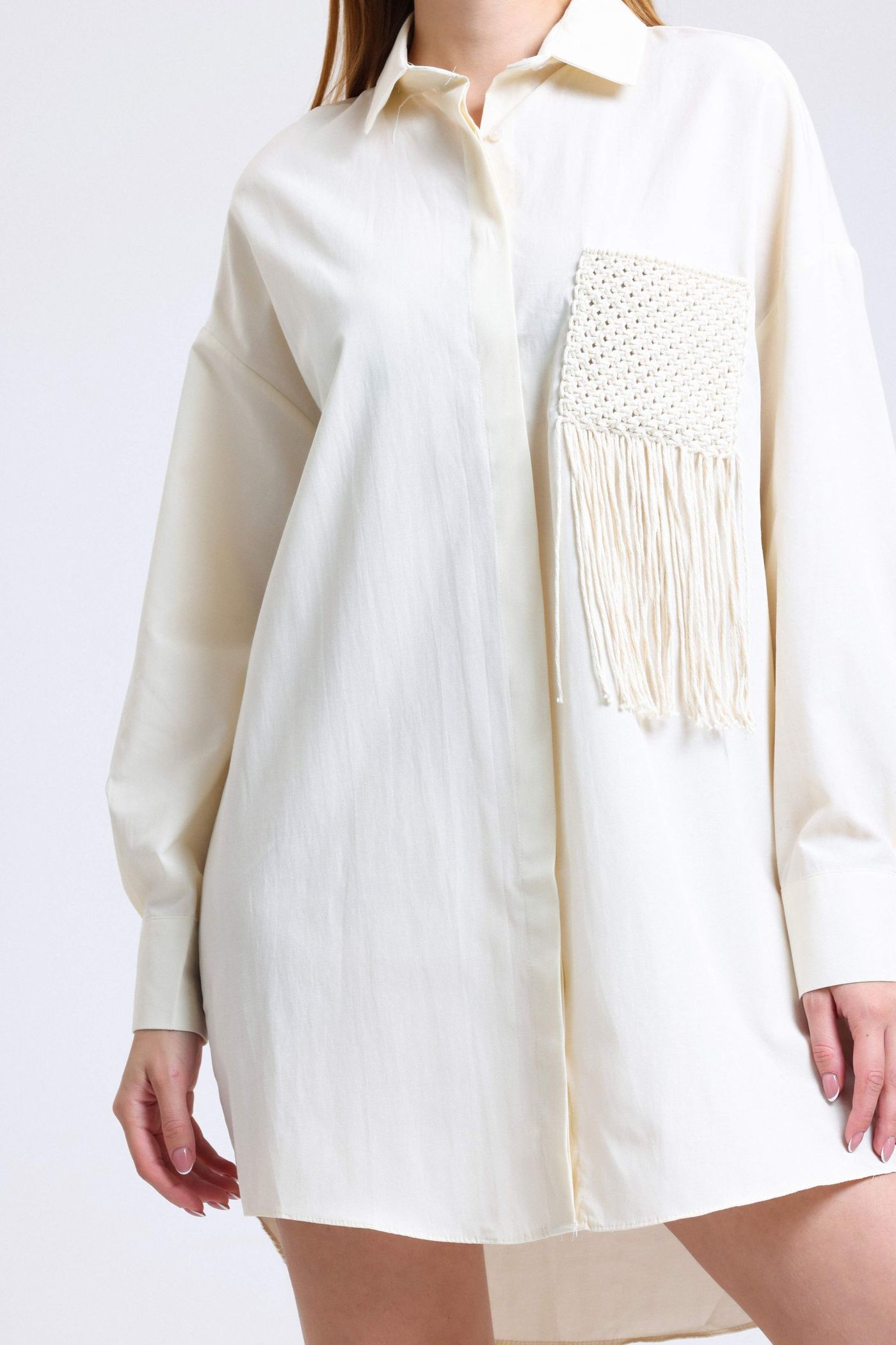 Tassel Pocket Oversized Shirt