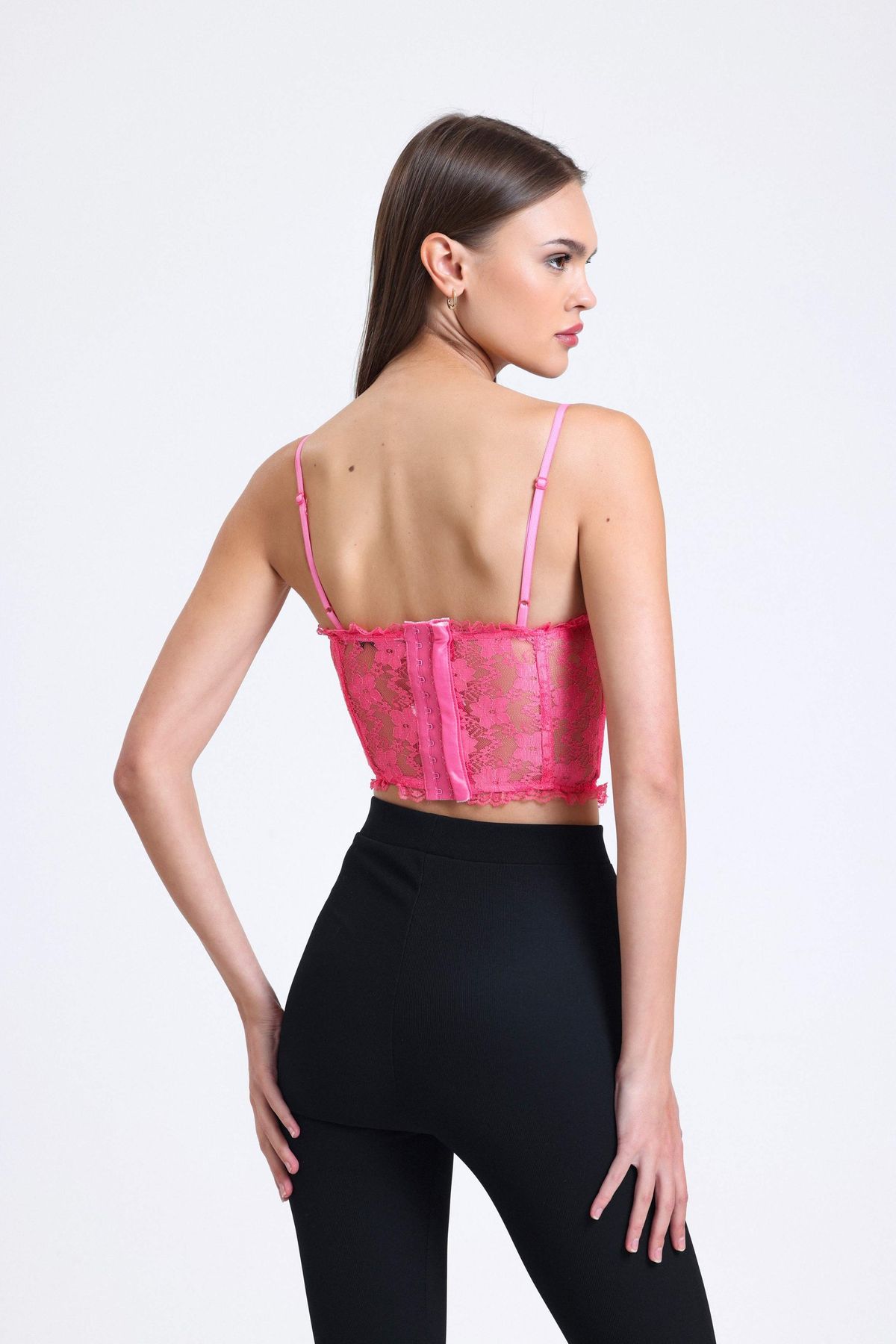 Square Neck Lace Strappy Sleeveless Cropped Top