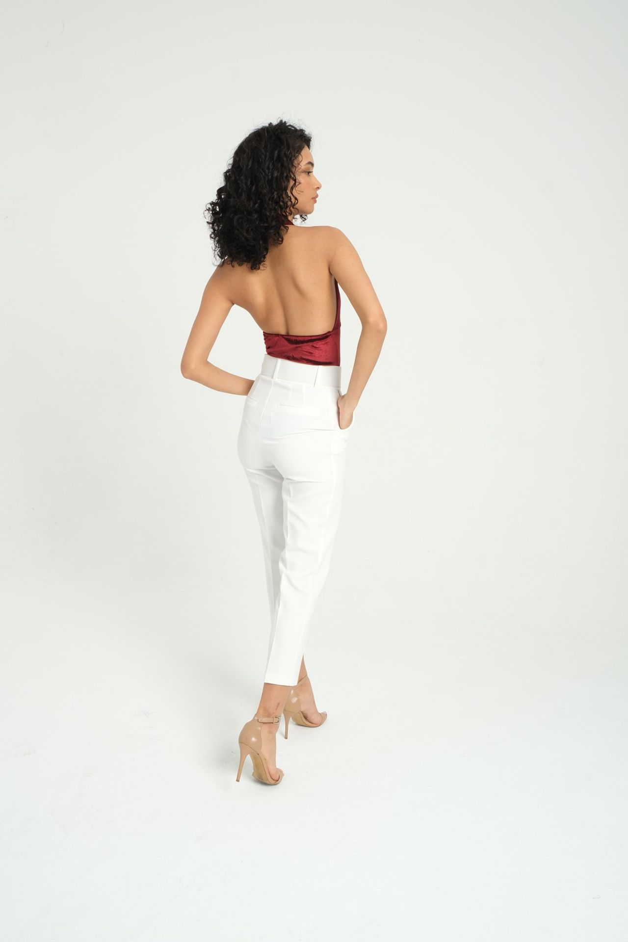 Plunge Neck Velvet Backless Sleeveless Body