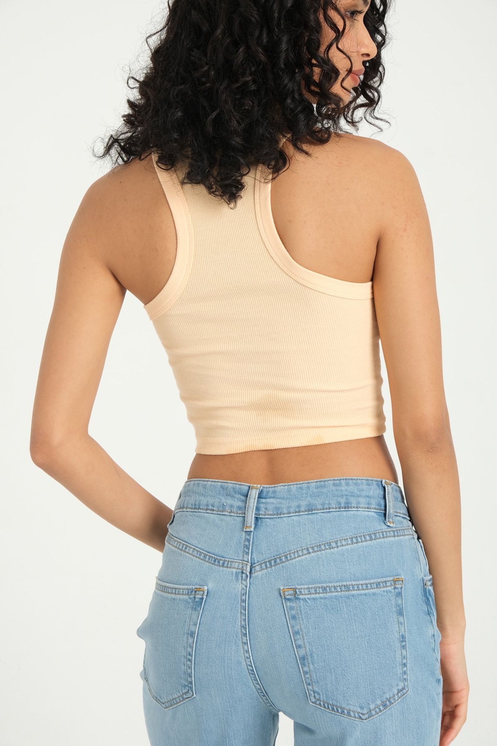 Halter Neck Ribbed Basic Crop Top