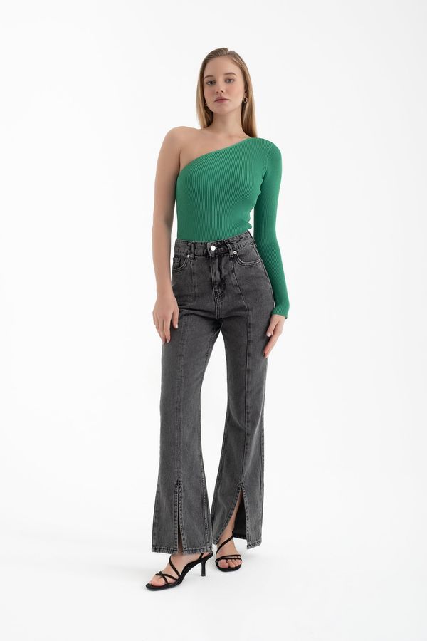 One Shoulder Knitted Ribbed Blouse 3