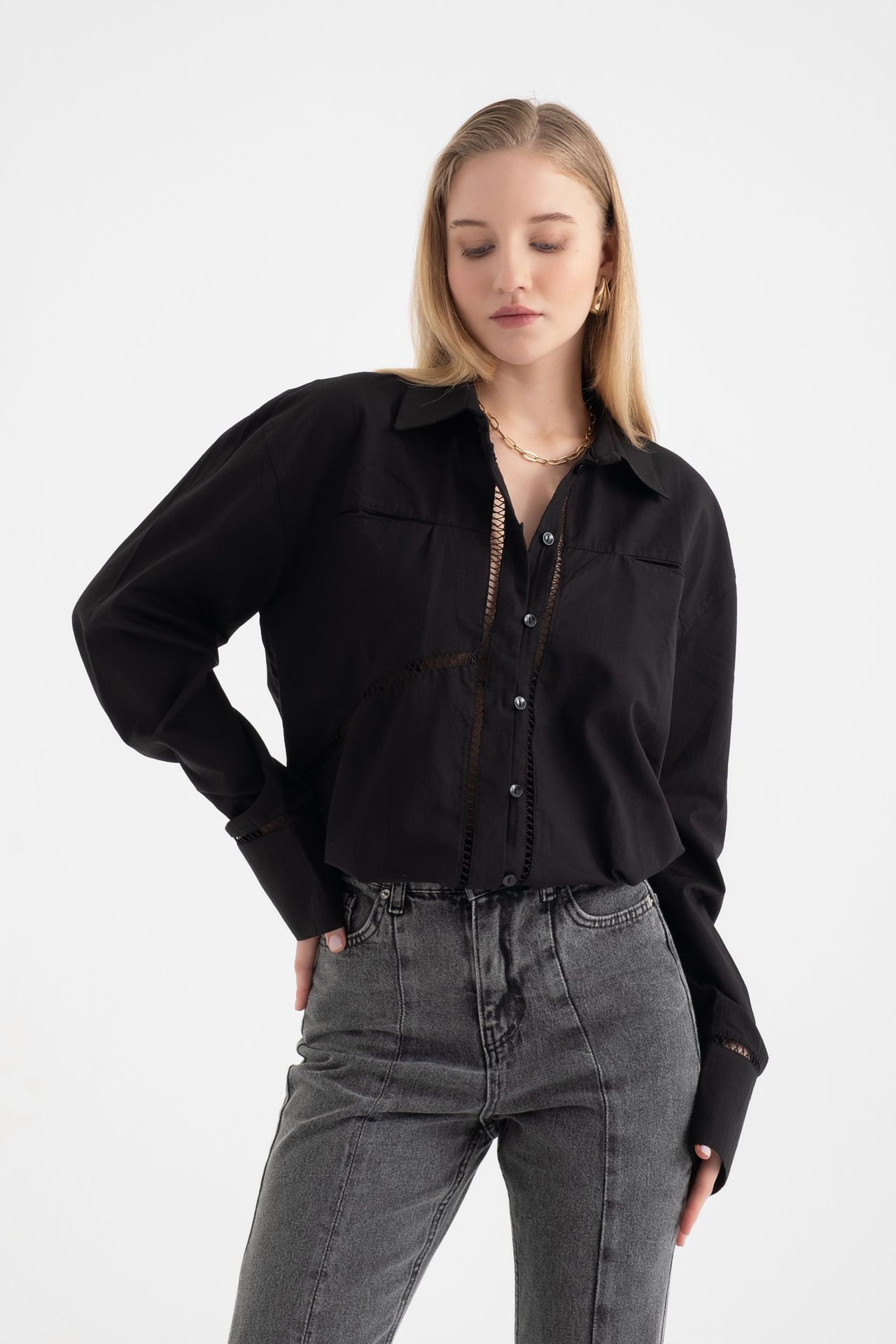Laser Cut Detailed Shirt