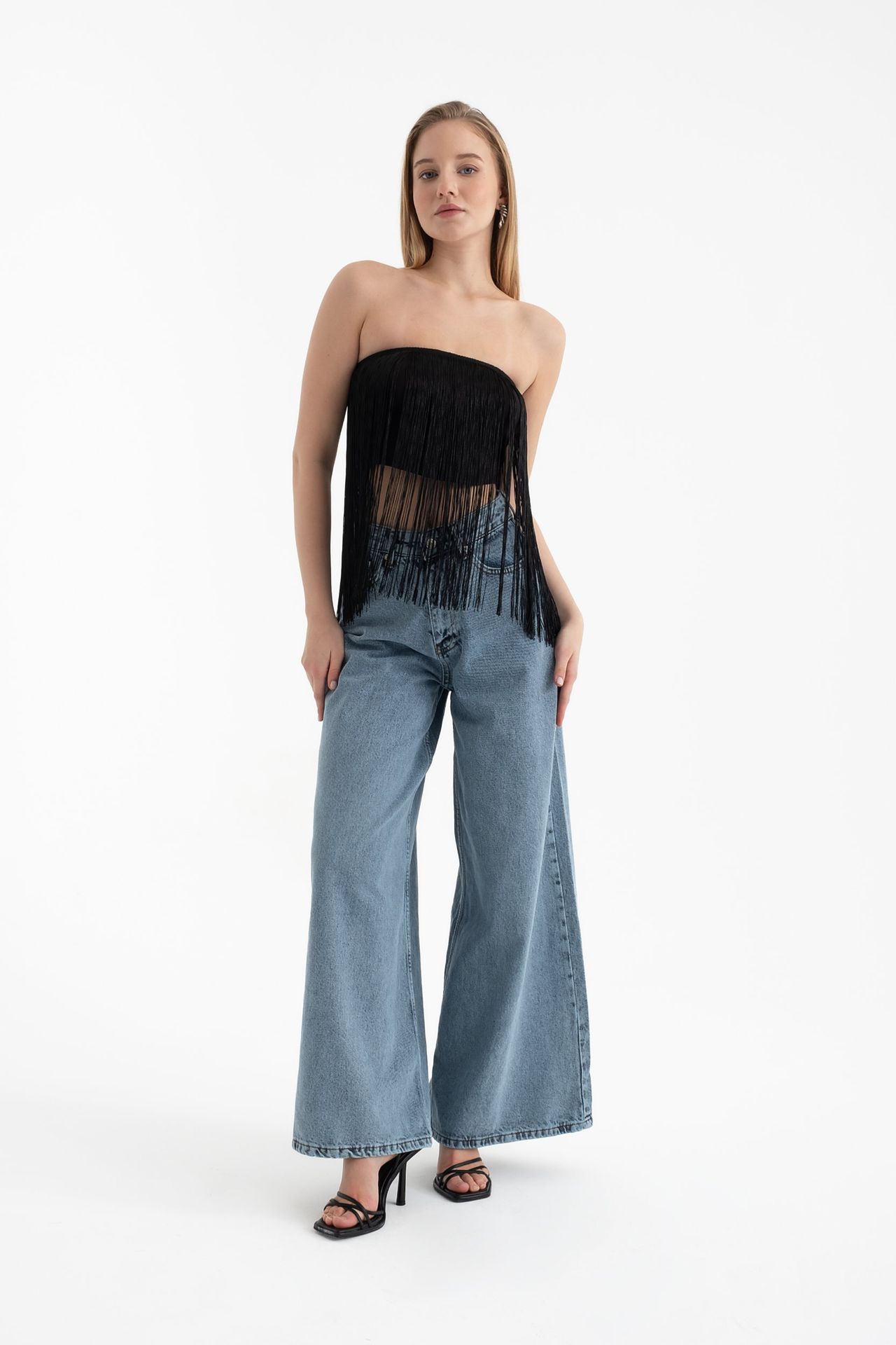 Strapless Fringed Crop Top