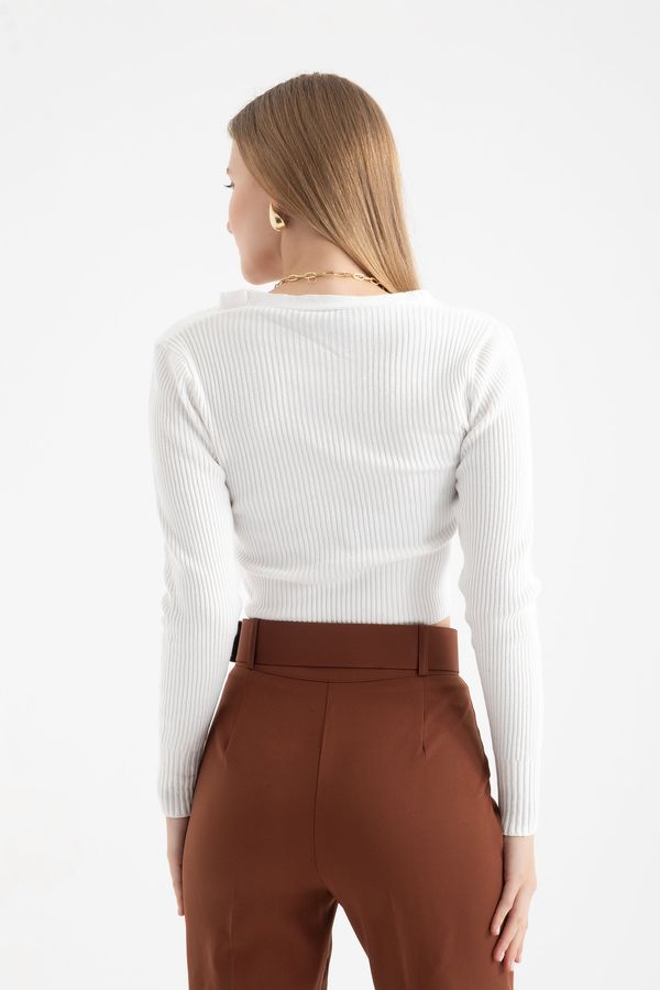 Solid V Neck Cropped Cardigan 6
