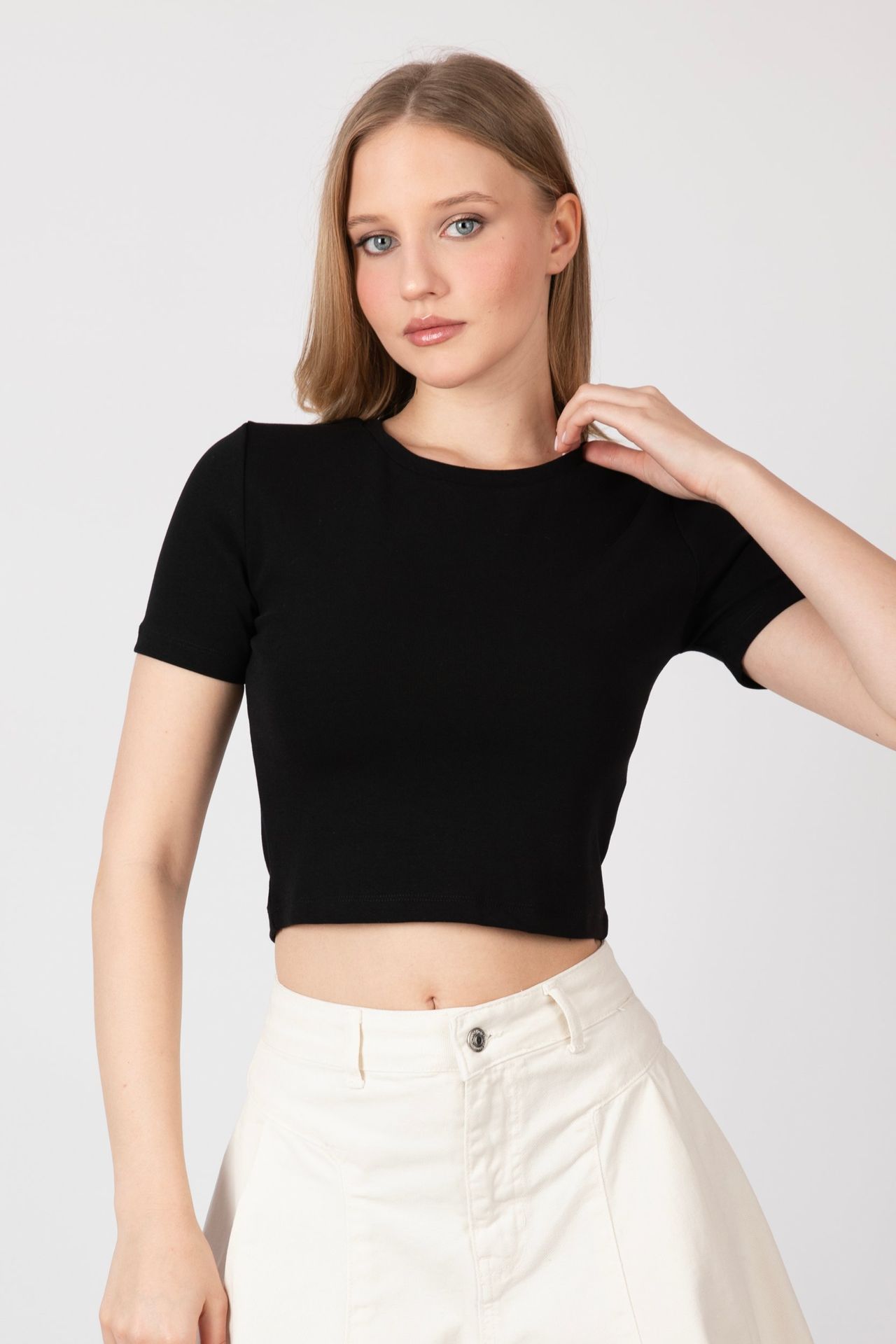 Crew Neck Basic Crop Top