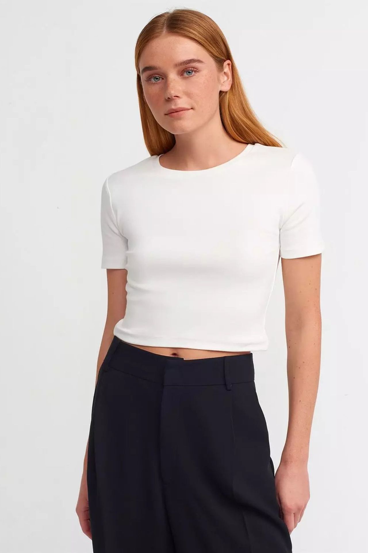 Crew Neck Basic Crop Top