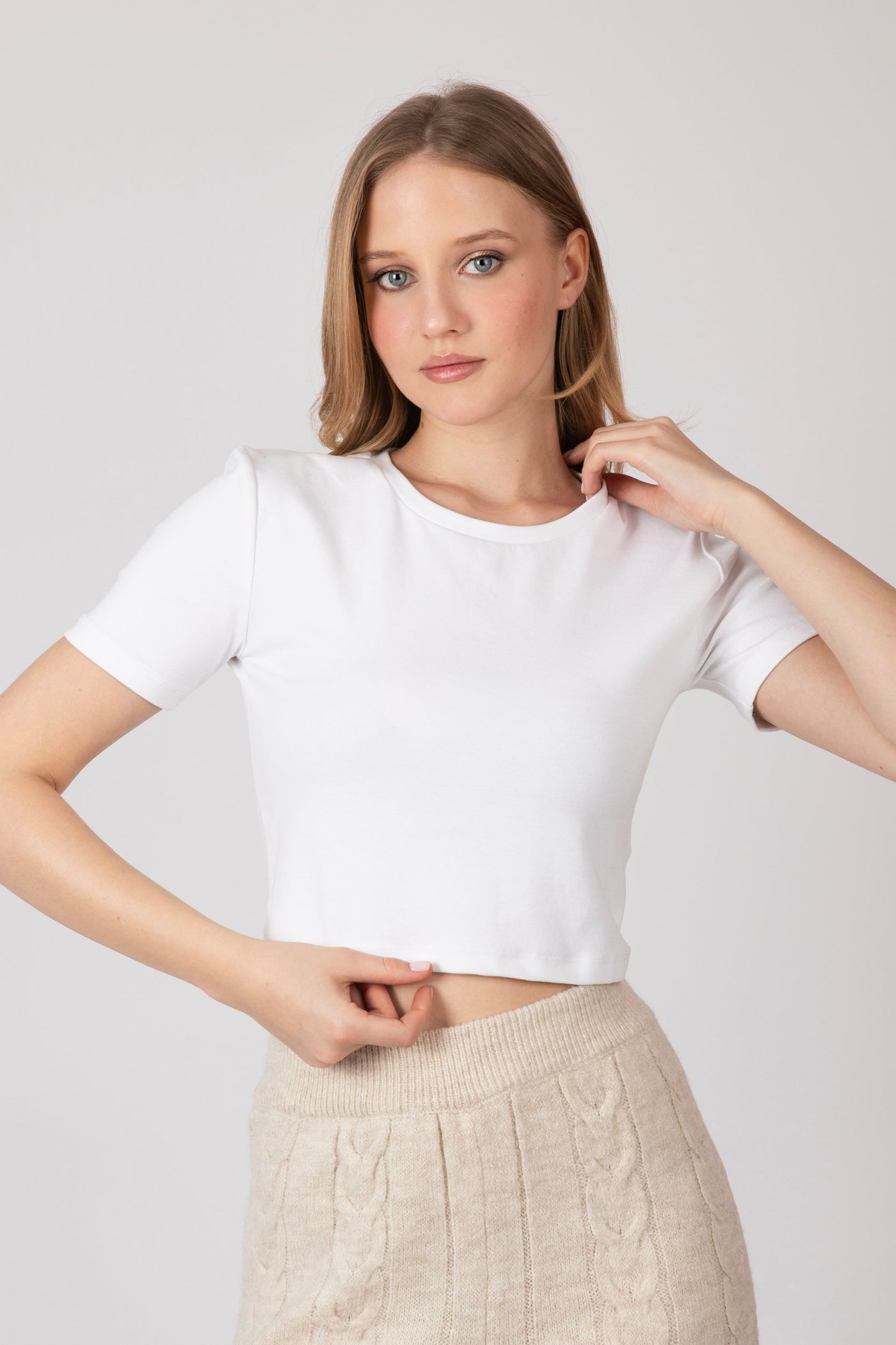 Crew Neck Basic Crop Top