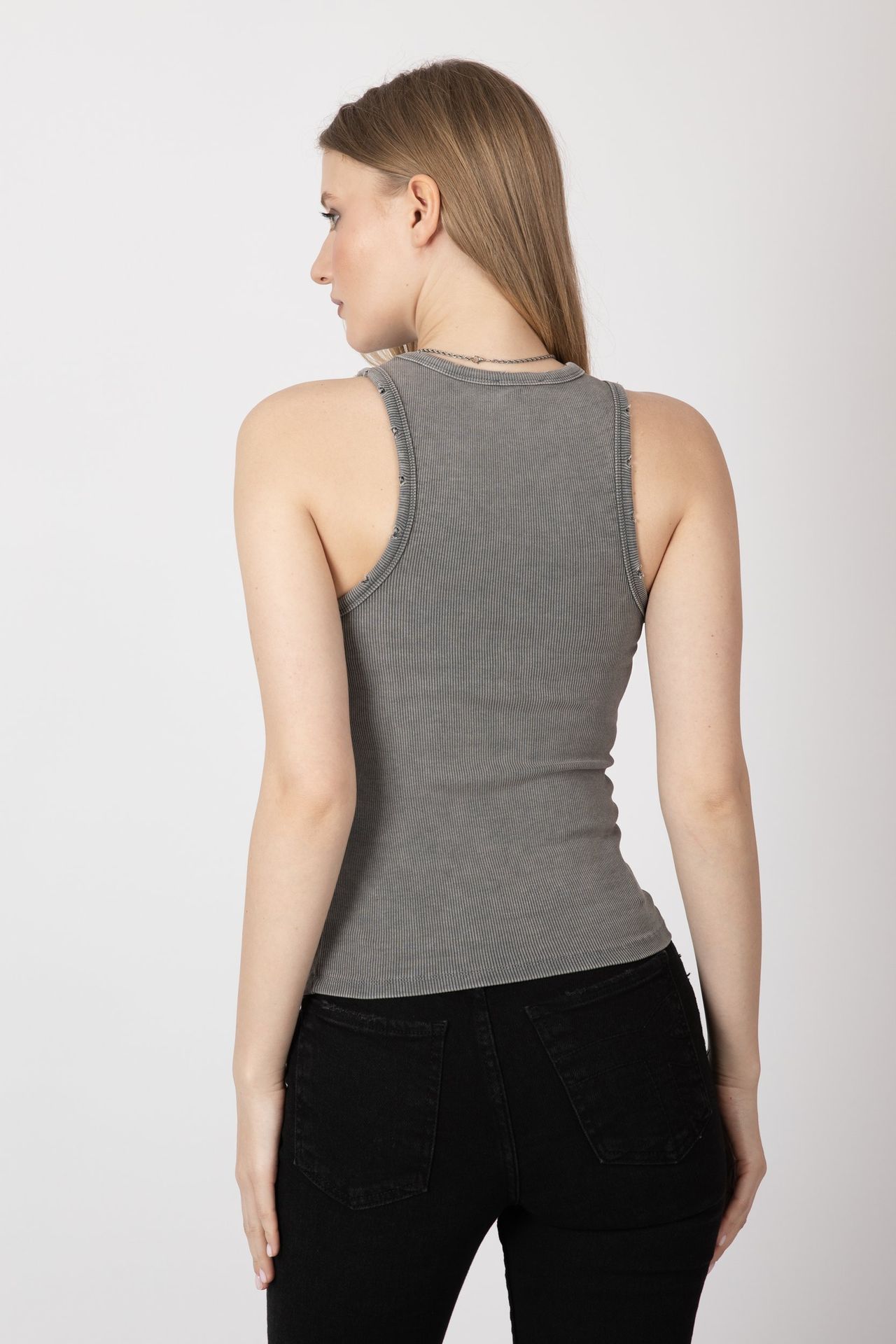 Halter Neck Ribbed Tank Top