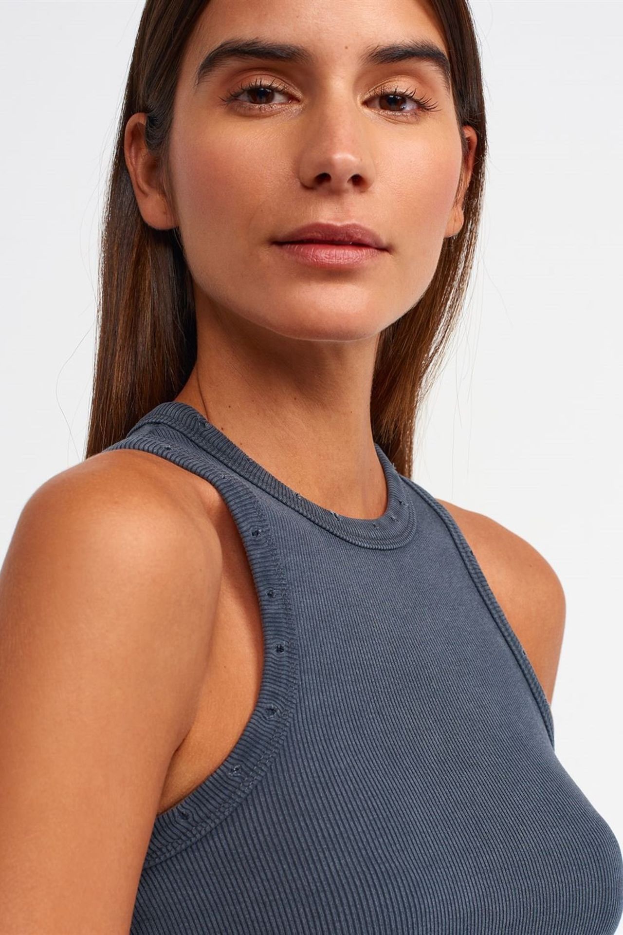 Halter Neck Ribbed Tank Top