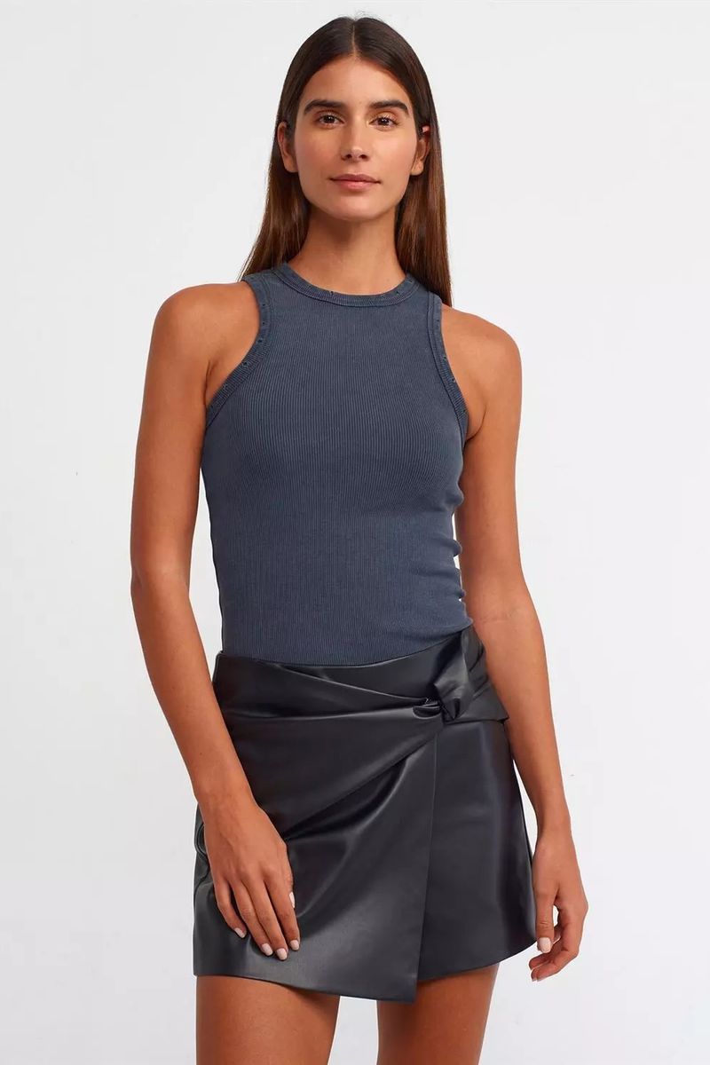 Halter Neck Ribbed Tank Top 1