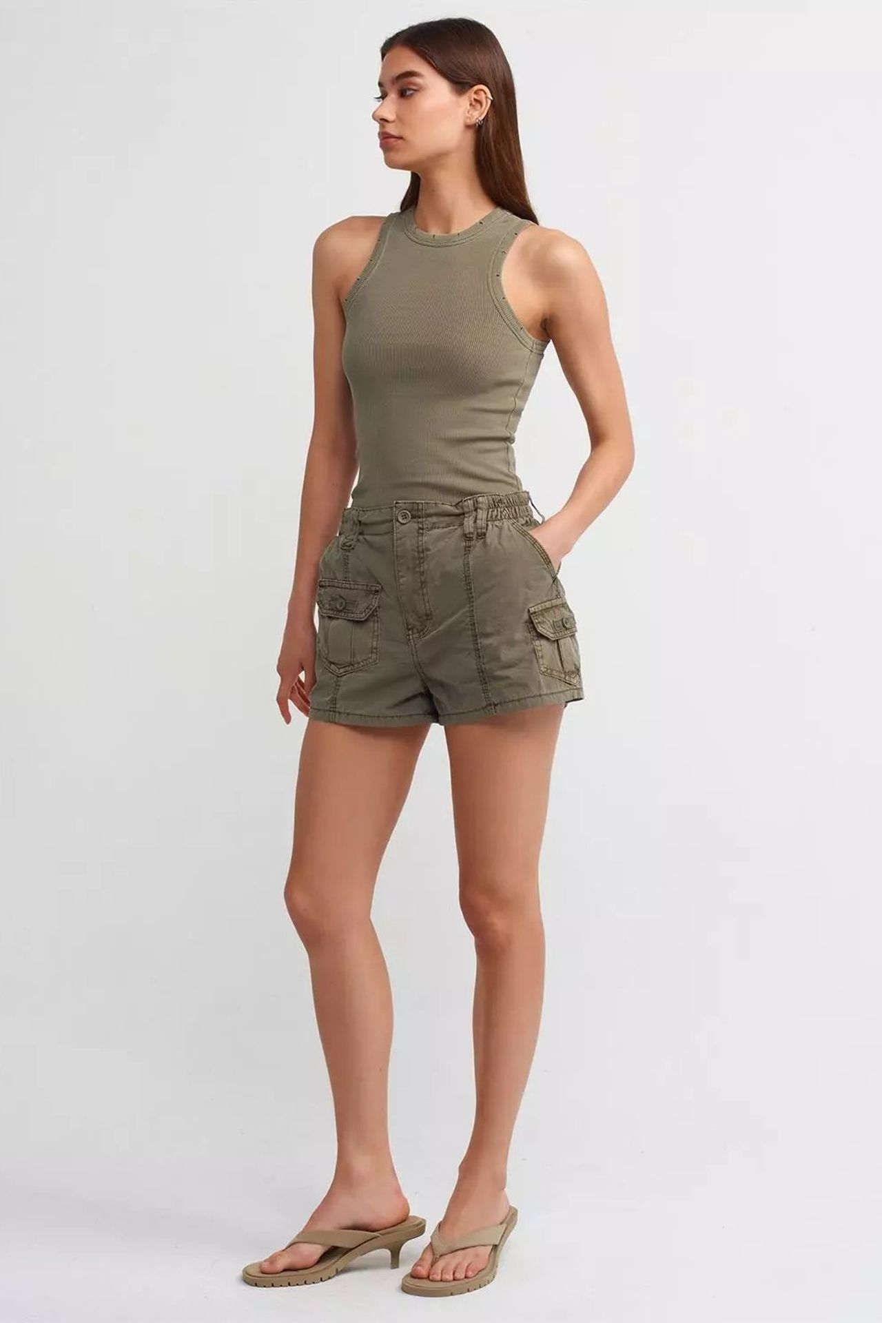 Halter Neck Ribbed Tank Top