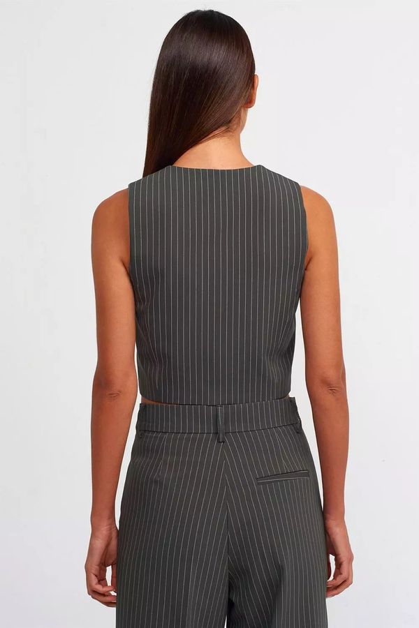 Striped V Neck Buttoned Waistcoat 4