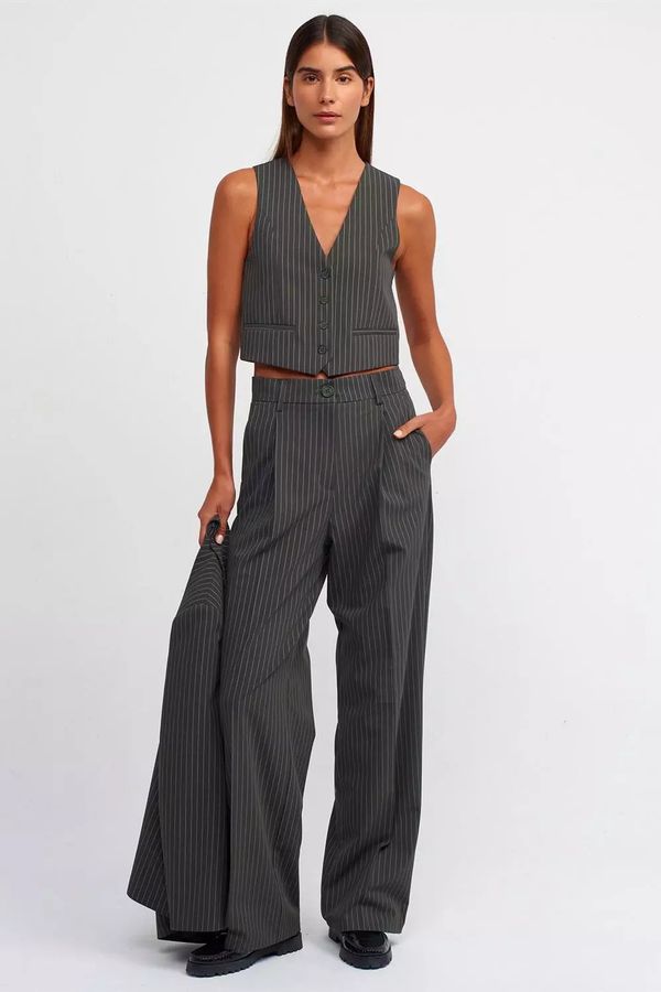 Striped V Neck Buttoned Waistcoat 2