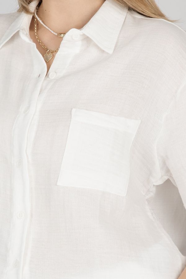 Short Sleeve Linen Shirt with Chest Pocket 5