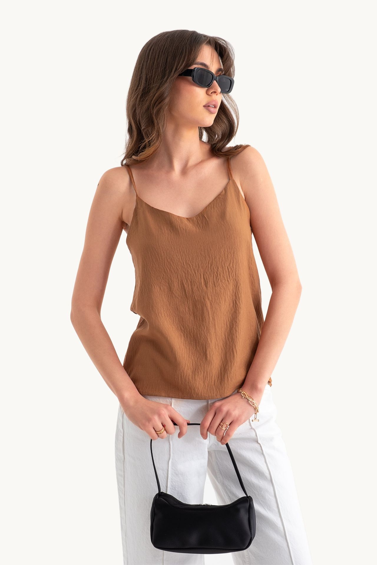 V Neck Spaghetti Strap Sleeveless Blouse