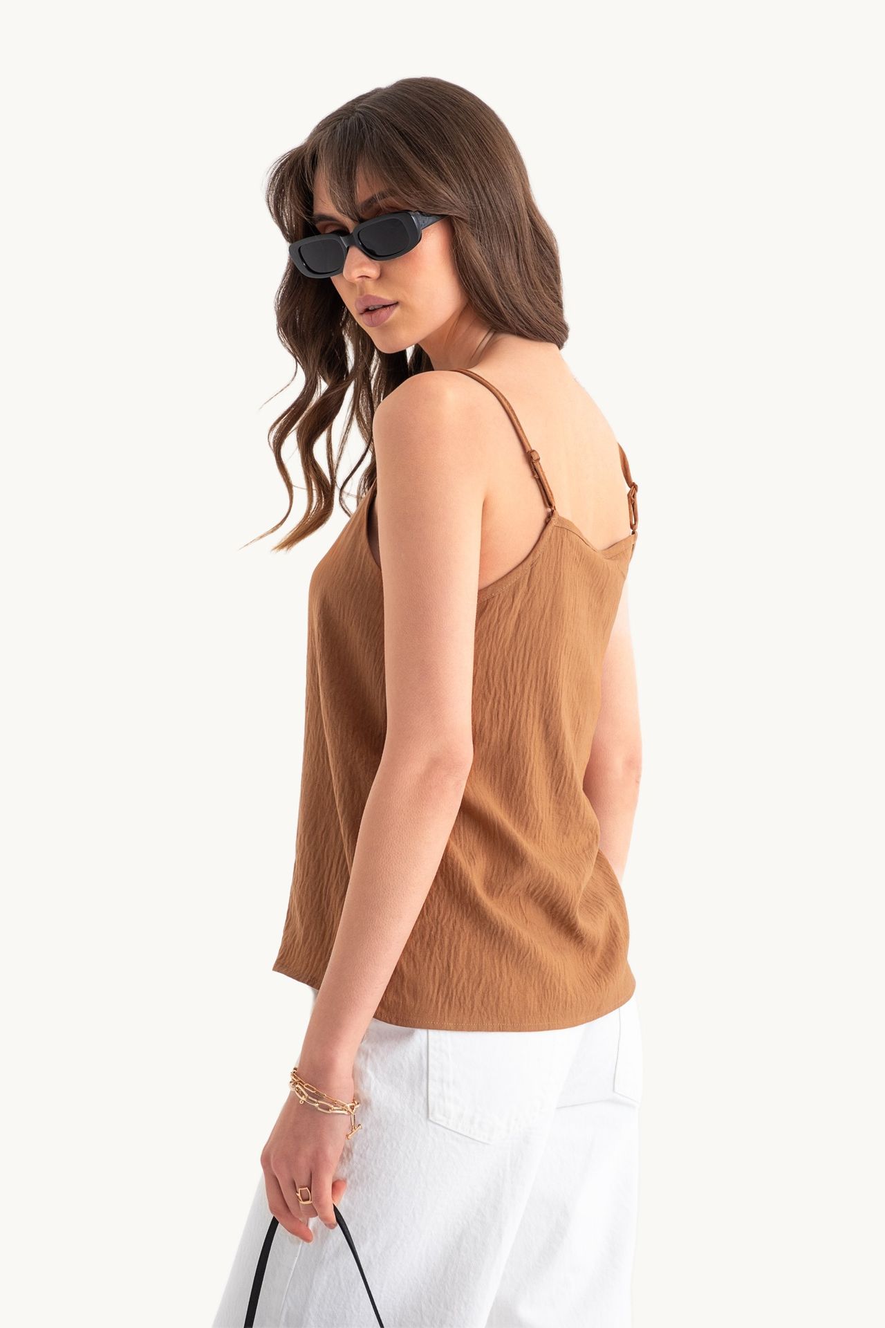 V Neck Spaghetti Strap Sleeveless Blouse