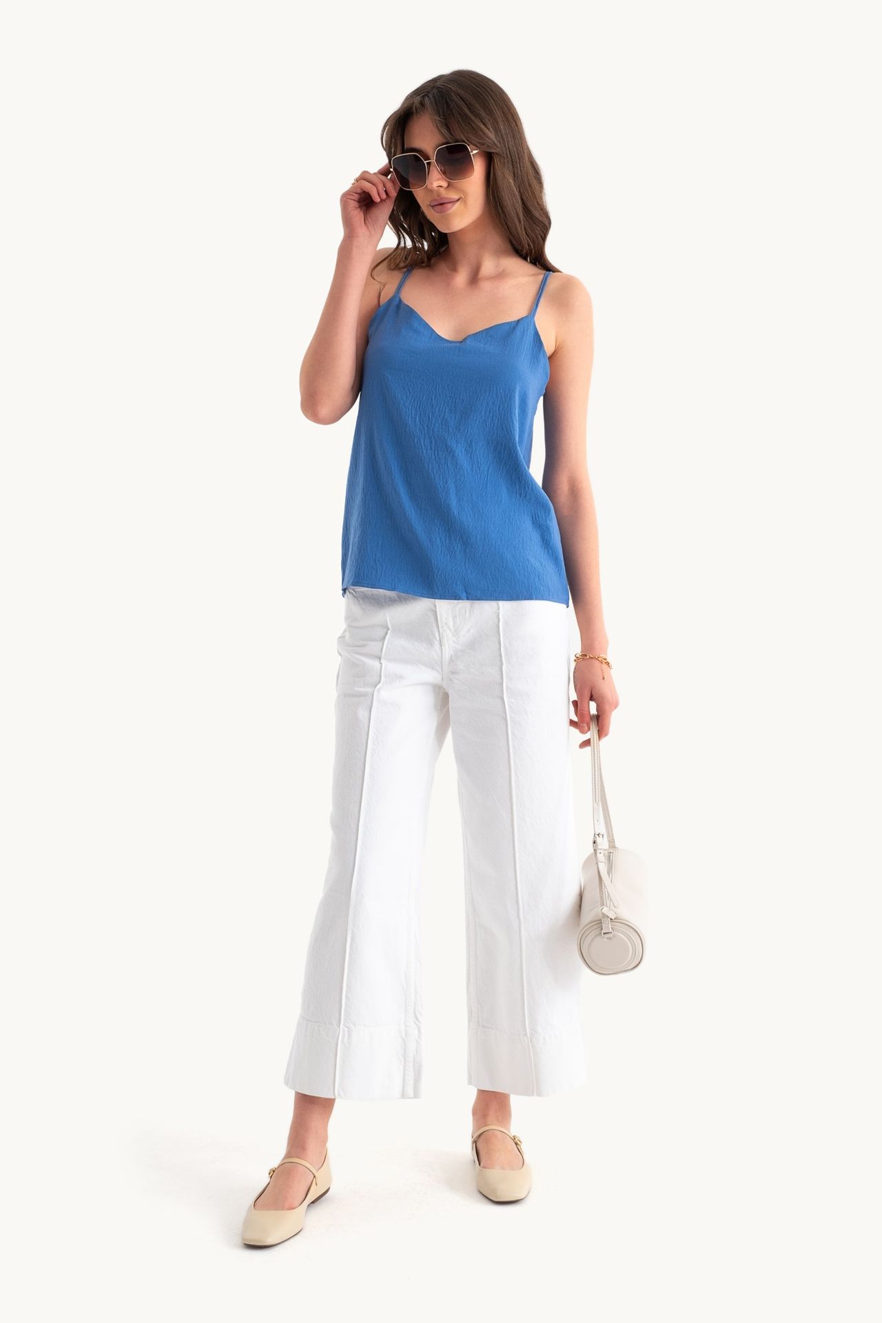 V Neck Spaghetti Strap Sleeveless Blouse