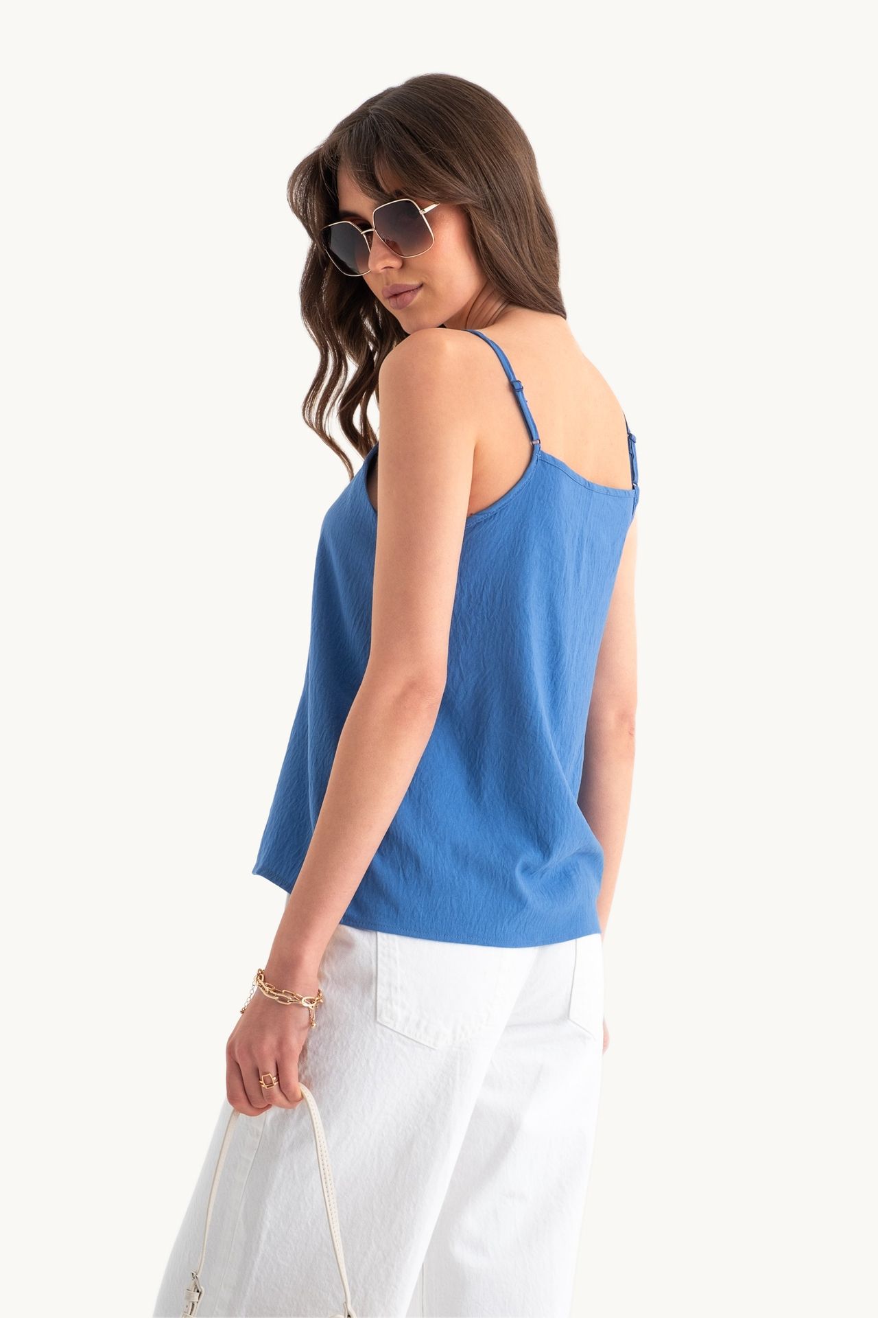 V Neck Spaghetti Strap Sleeveless Blouse