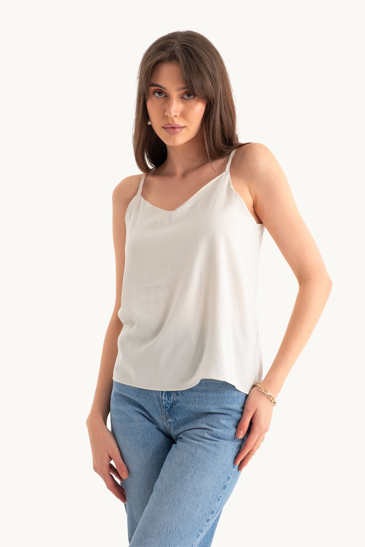 V Neck Spaghetti Strap Sleeveless Blouse