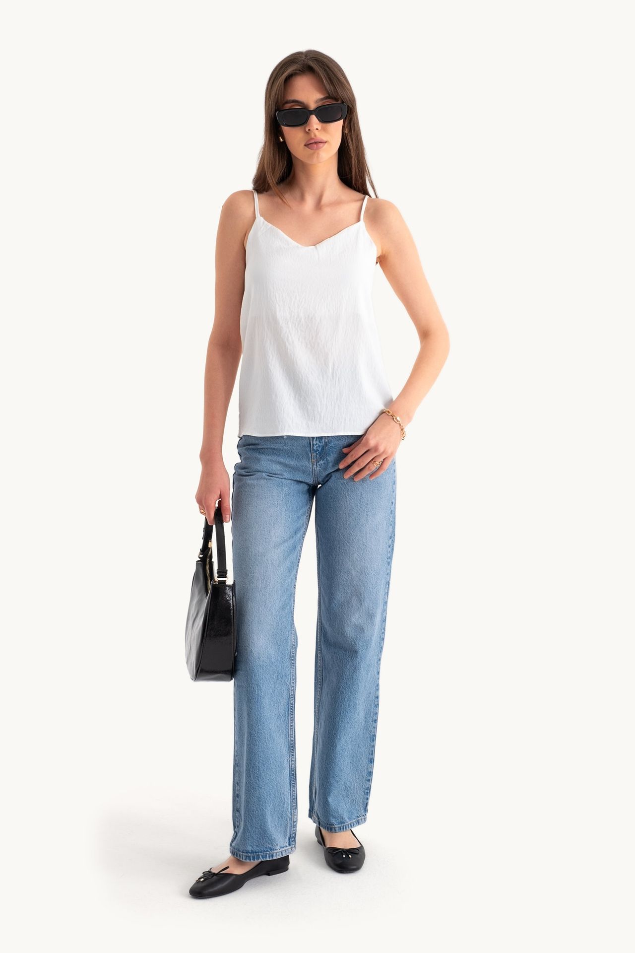 V Neck Spaghetti Strap Sleeveless Blouse