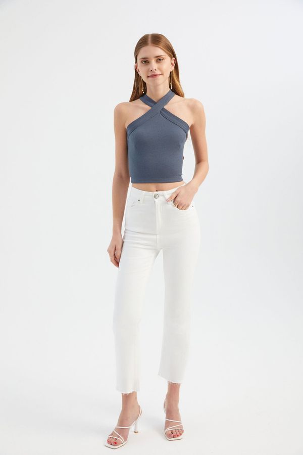 Halter Neck Cross Front Crop top 2