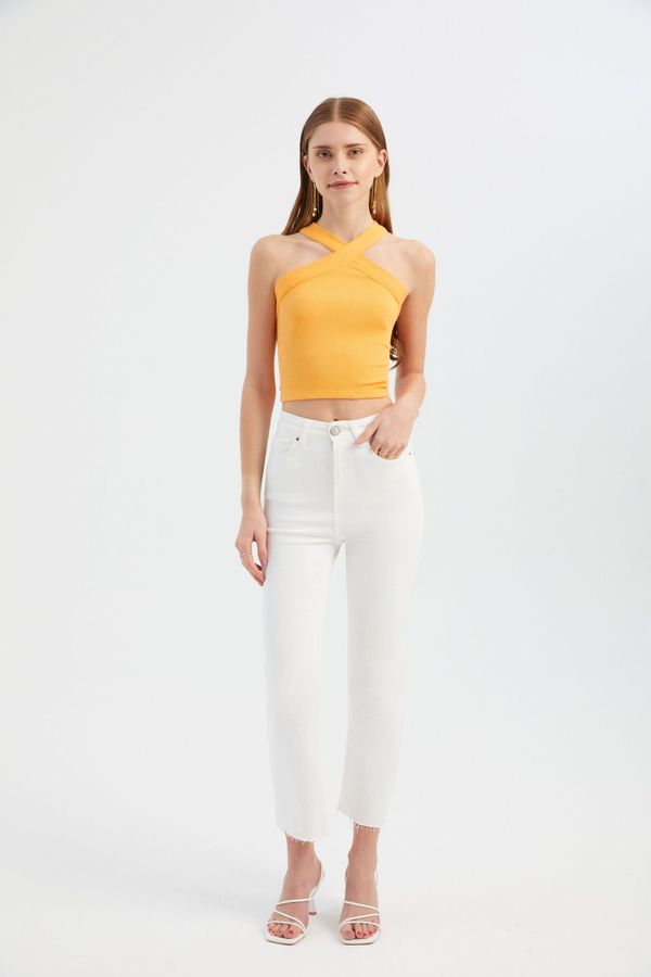 Halter Neck Cross Front Crop top 2