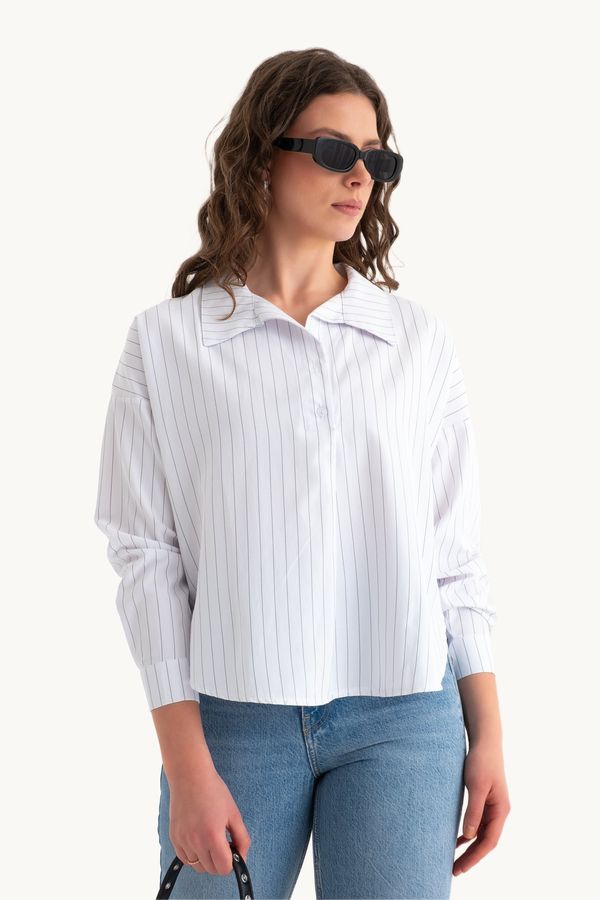Oversized Striped Poplin Shirt 1