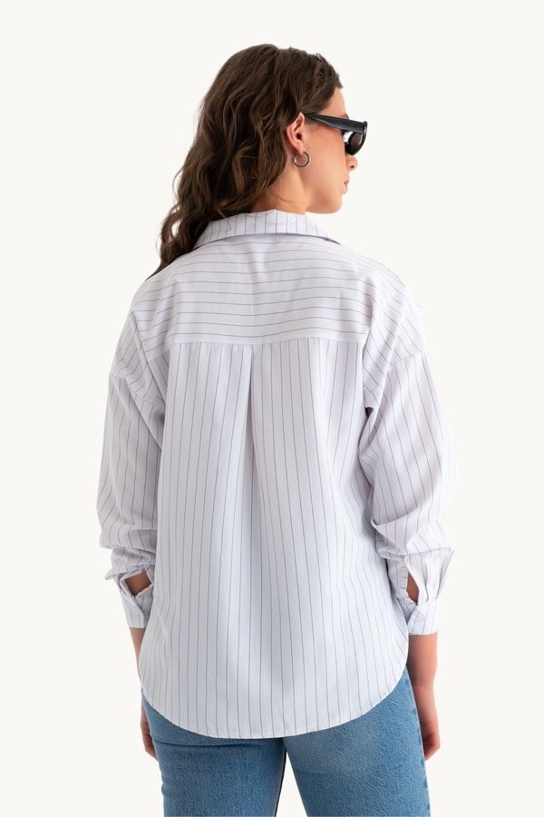 Oversized Striped Poplin Shirt 3