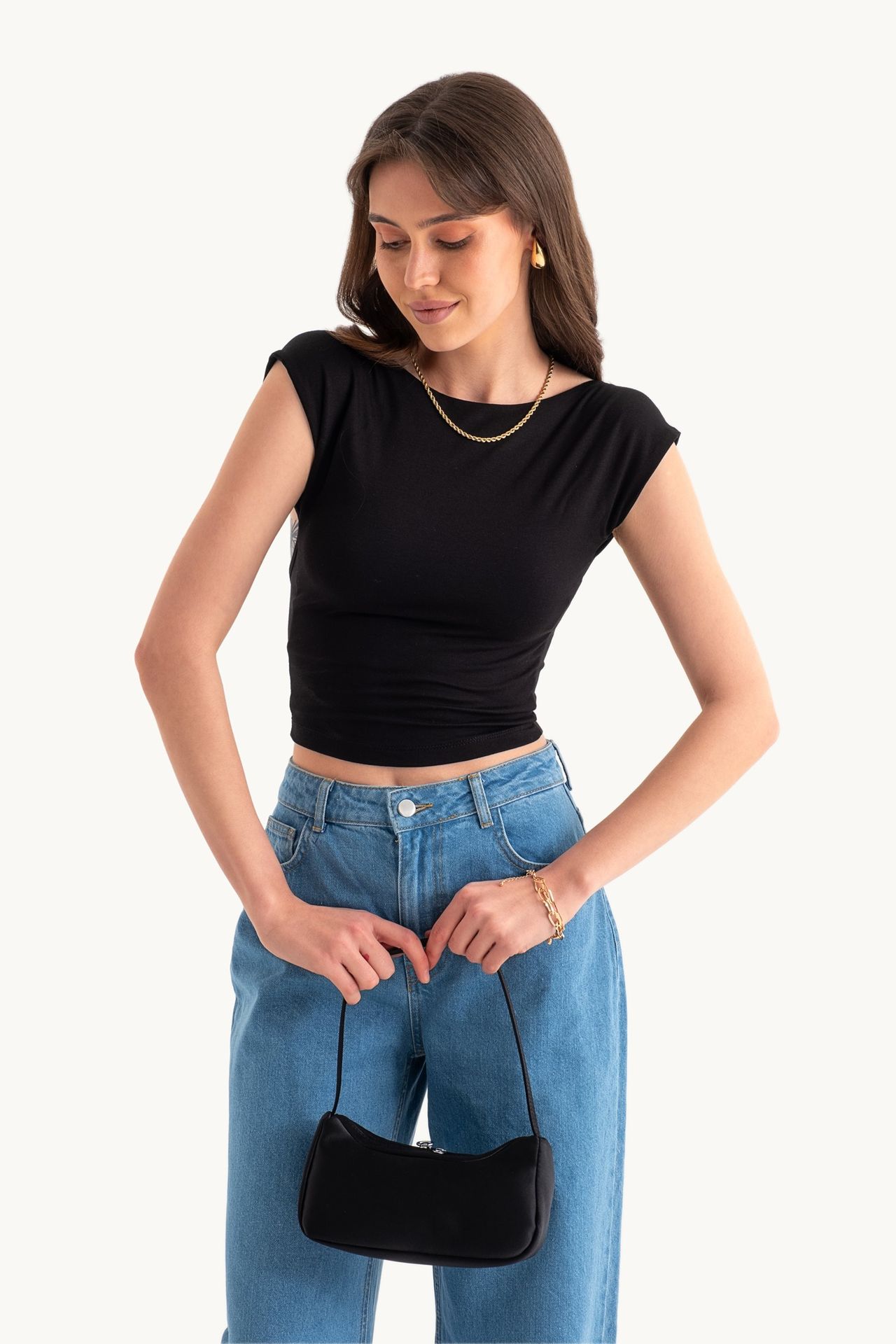 Round Neck Bodycon Top with a Back Cut Out
