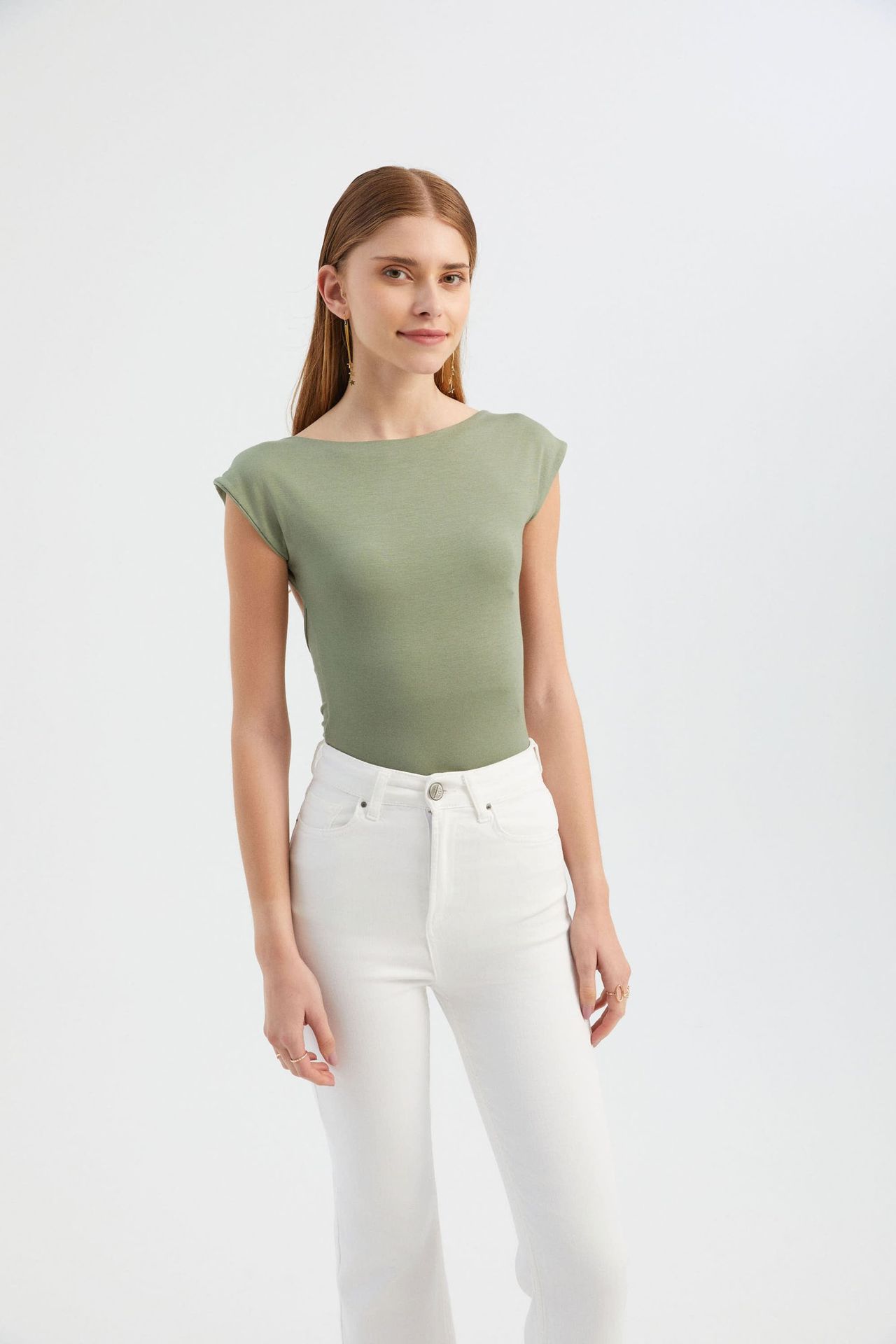 Round Neck Bodycon Top with a Back Cut Out