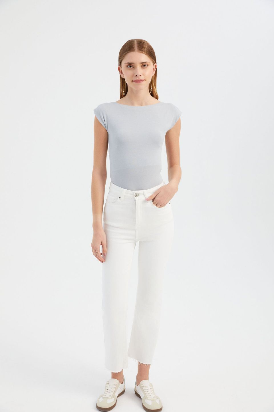 Round Neck Bodycon Top with a Back Cut Out