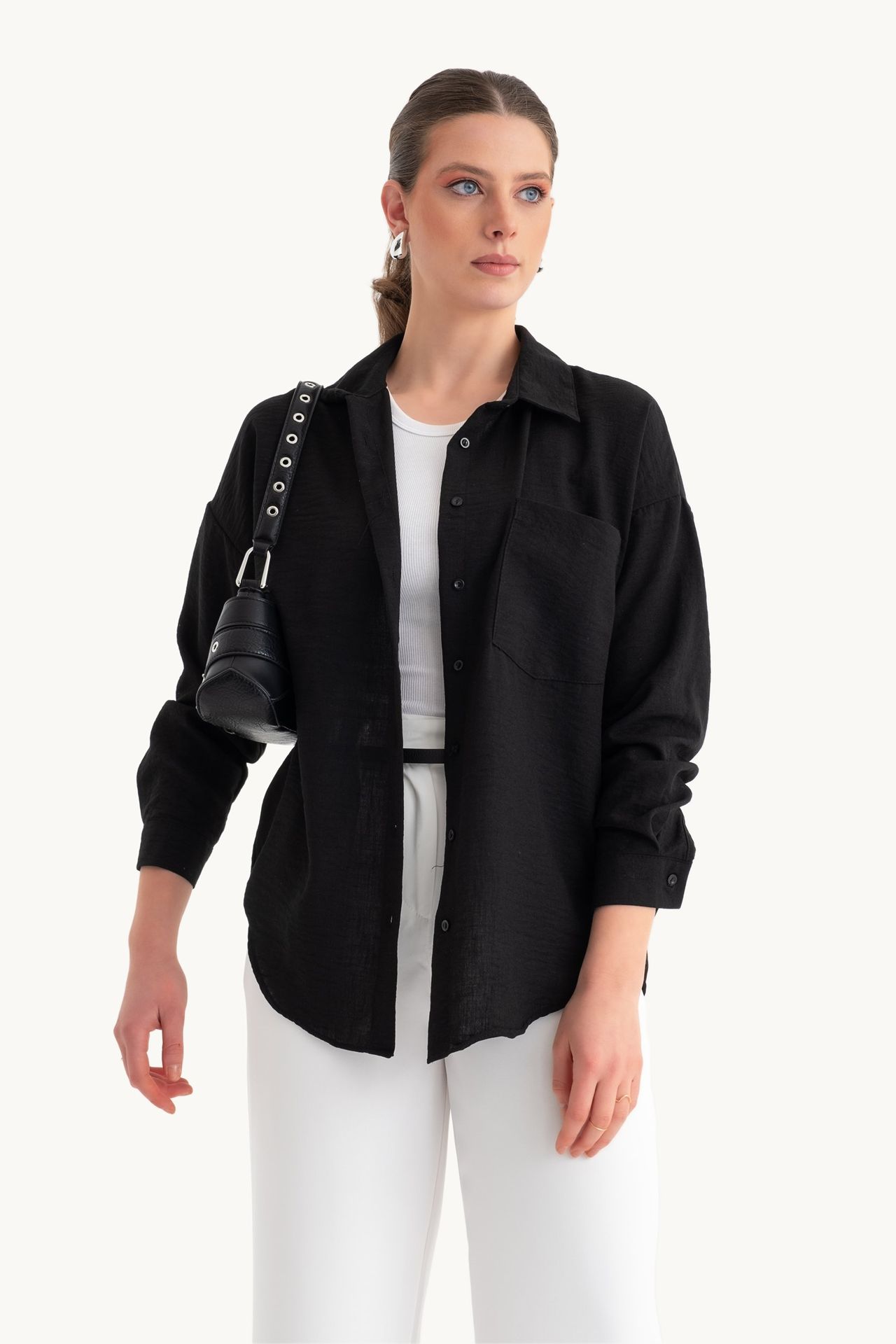 Linen Oversized Shirt with a Pocket