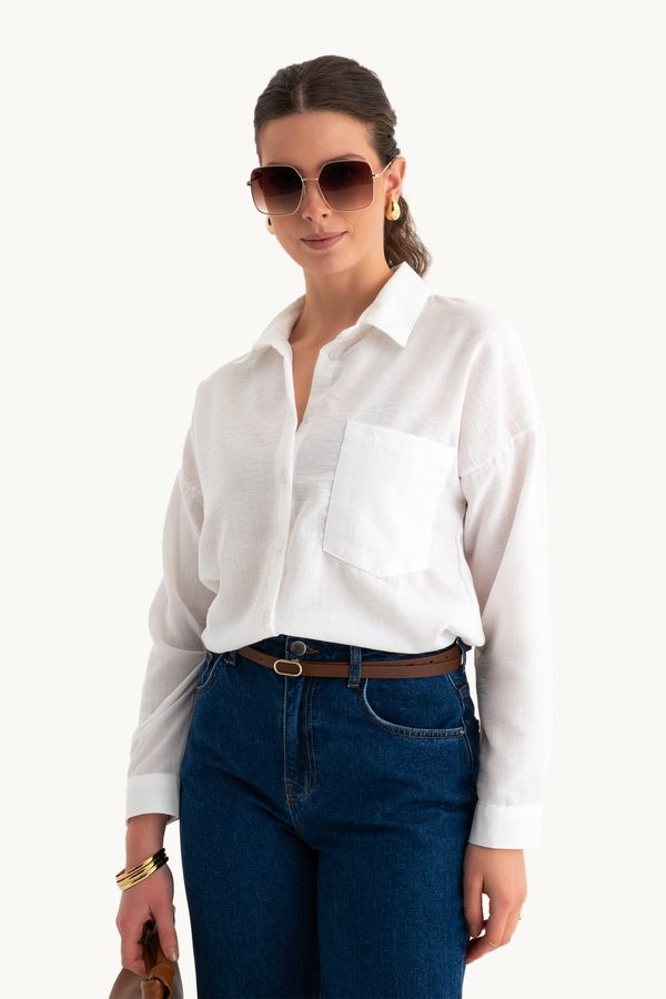 Linen Oversized Shirt with a Pocket