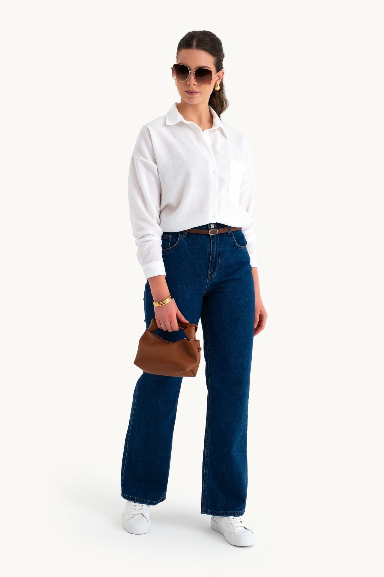Linen Oversized Shirt with a Pocket