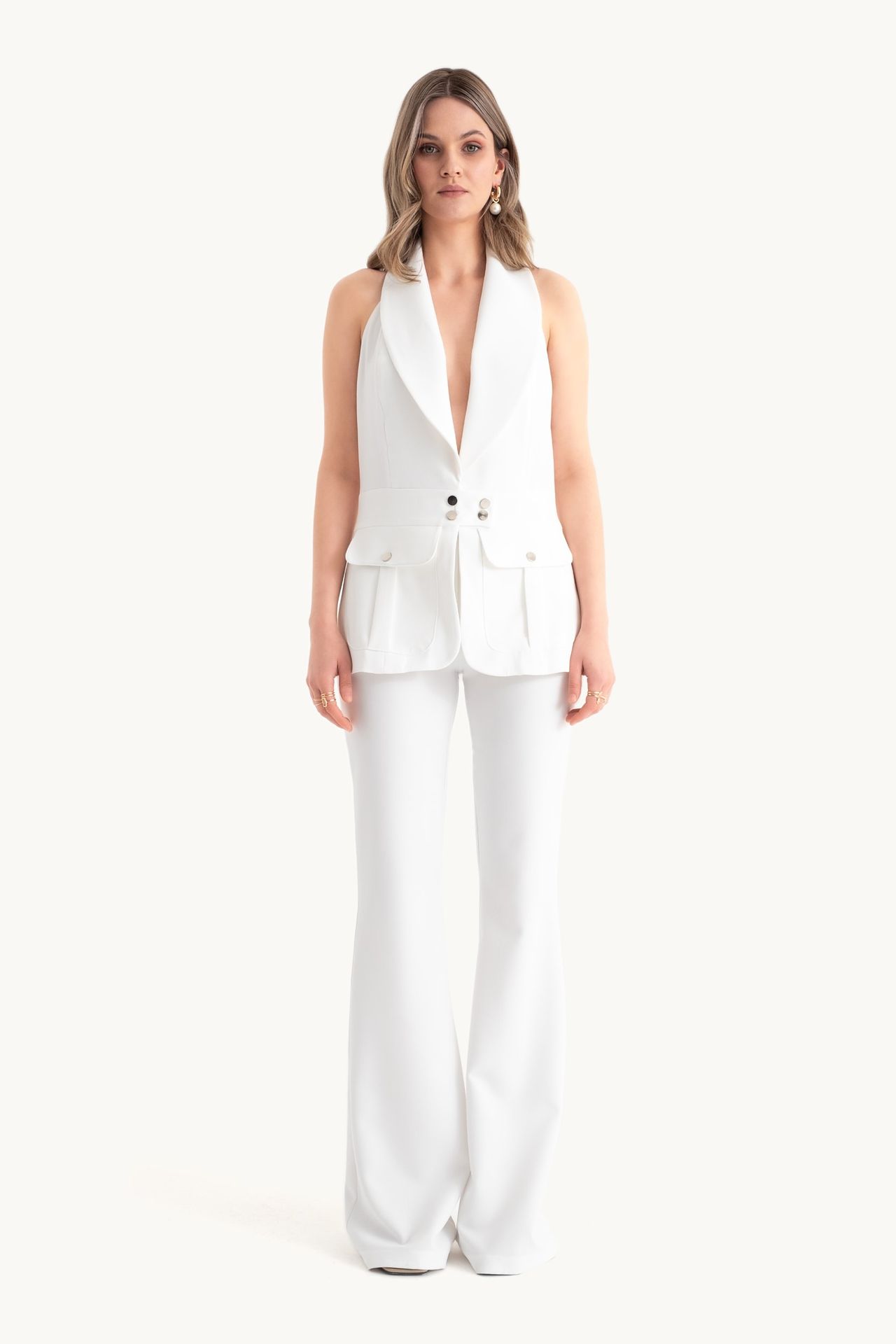 Plunge Neck Pocket Detail Waistcoat